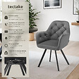 TECTAKE - Fauteuil pivotant 180° en velours rembourré motif matelassé gris - vignette