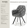 TECTAKE - Fauteuil pivotant 180° en velours rembourré motif matelassé gris - vignette