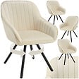 TECTAKE - Lot 4 chaises pivotantes à 360° avec accoudoirs velours crèmes - vignette