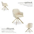TECTAKE - Lot de 4 chaises pivotantes à 360° en velours rembourrées crème/or - vignette