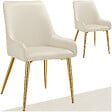 TECTAKE - Lot 2 chaises rembourrées aspect velours forme ergonomique beige - vignette