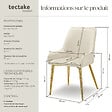 TECTAKE - Lot 2 chaises rembourrées aspect velours forme ergonomique beige - vignette