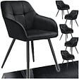 TECTAKE - Lot 6 chaises rembourrées en velours matelassé et dossier continu noir - vignette