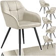 TECTAKE - Lot 6 chaises rembourrées en velours matelassé et dossier crème - vignette
