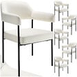 TECTAKE - Lot 6 fauteuils rembourrés pieds en acier dossier continu noir/blanc - vignette