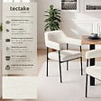 TECTAKE - Lot 6 fauteuils rembourrés pieds en acier dossier continu noir/blanc - vignette
