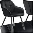 TECTAKE - Chaise rembourrée en velours matelassé avec dossier continu noir - vignette