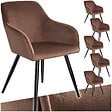 TECTAKE - Ensemble 6 chaises effet velours rembourrées ergonomiques brun et noir - vignette