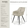 TECTAKE - Lot 4 chaises de salle à manger en velours matelassées crème - vignette