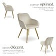 TECTAKE - Ensemble de 4 chaises rembourrées aspect velours crème et or - vignette