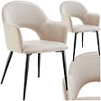 TECTAKE - Lot 2 Fauteuils aspect velours rembourré max 120 kg crème - vignette