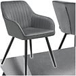 TECTAKE - Chaise de salle à manger en velours matelassée capitonnée gris - vignette