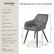 TECTAKE - Chaise de salle à manger en velours matelassée capitonnée gris - vignette