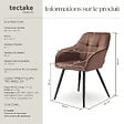TECTAKE - Lot 2 chaises rembourrées en velours matelassé et dossier continu brun - vignette