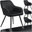 TECTAKE - Lot 4 chaises de salle à manger en velours matelassées noir - vignette