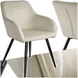 TECTAKE - Chaise Rembourrée aspect velours Dossier ergonomique crème/noir - vignette