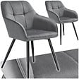 TECTAKE - Lot 2 chaises rembourrées en velours matelassé et dossier continu gris - vignette