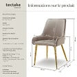 TECTAKE - Lot 4 chaises rembourrées aspect velours forme ergonomique taupe - vignette