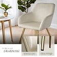 TECTAKE - Ensemble de 6 chaises rembourrées aspect velours crème et or - vignette