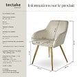 TECTAKE - Ensemble de 6 chaises rembourrées aspect velours crème et or - vignette