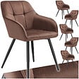 TECTAKE - Lot 6 chaises rembourrées en velours matelassé et dossier continu brun - vignette