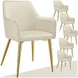 TECTAKE - Lot 6 Fauteuils aspect velours rembourrés avec dossier continu beige - vignette