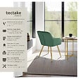 TECTAKE - Chaise Rembourrée aspect velours Dossier ergonomique vert foncé/or - vignette