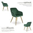TECTAKE - Chaise Rembourrée aspect velours Dossier ergonomique vert foncé/or - vignette