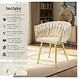 TECTAKE - Lot 2 chaises de salle à manger en velours design noué sable/or - vignette