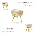 TECTAKE - Lot 2 chaises de salle à manger en velours design noué sable/or - vignette