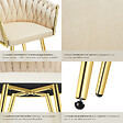 TECTAKE - Lot 2 chaises de salle à manger en velours design noué sable/or - vignette
