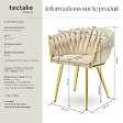 TECTAKE - Lot 2 chaises de salle à manger en velours design noué sable/or - vignette