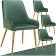 TECTAKE - Lot 4 chaises rembourrées aspect velours forme ergonomique vert - vignette