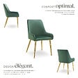 TECTAKE - Lot 4 chaises rembourrées aspect velours forme ergonomique vert - vignette
