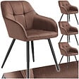 TECTAKE - Lot 4 chaises rembourrées en velours matelassé et dossier continu brun - vignette