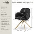 TECTAKE - Lot 4 chaises pivotantes à 360° en velours avec rembourrage noir/or - vignette