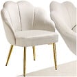 TECTAKE - Fauteuil cocktail rembourré avec revêtement en velours crème/or - vignette