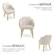 TECTAKE - Fauteuil cocktail rembourré avec revêtement en velours crème/or - vignette