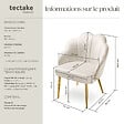 TECTAKE - Fauteuil cocktail rembourré avec revêtement en velours crème/or - vignette