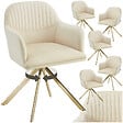 TECTAKE - Lot de 6 chaises pivotantes à 360° en velours rembourrées crème/or - vignette