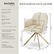 TECTAKE - Lot de 6 chaises pivotantes à 360° en velours rembourrées crème/or - vignette