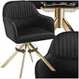 TECTAKE - Chaise pivotante à 360° en velours avec rembourrage noir/or - vignette
