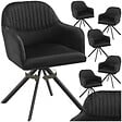TECTAKE - Lot de 6 chaises pivotantes à 360° en velours avec rembourrage noir - vignette