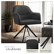 TECTAKE - Lot de 6 chaises pivotantes à 360° en velours avec rembourrage noir - vignette