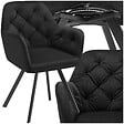 TECTAKE - Fauteuil pivotant 180° en velours rembourré motif matelassé noir - vignette