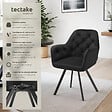 TECTAKE - Fauteuil pivotant 180° en velours rembourré motif matelassé noir - vignette