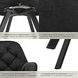 TECTAKE - Fauteuil pivotant 180° en velours rembourré motif matelassé noir - vignette