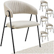 TECTAKE - Lot 6 Fauteuils rembourré ergonomique en tissu 150kg max grège - vignette