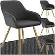 TECTAKE - Lot 4 chaises élégantes aspect corde anthracite/doré - vignette