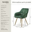 TECTAKE - Lot 4 chaises de salle à manger aspect velours matelassé vert/or - vignette